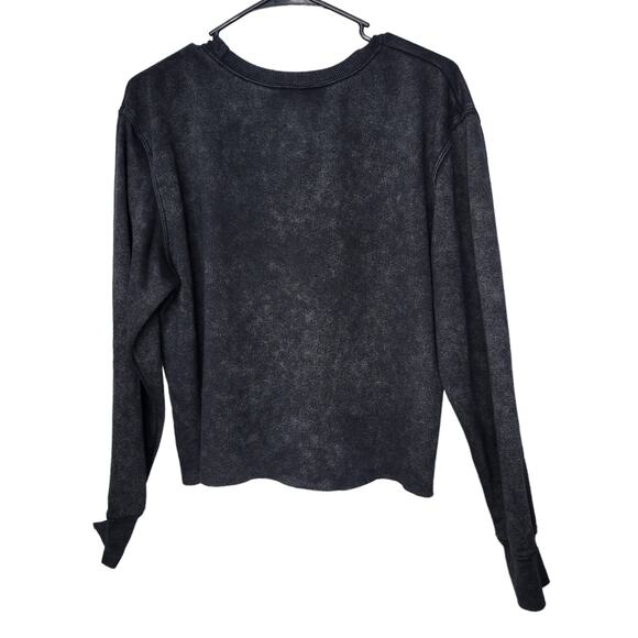 Disney Mickey And Minnie Black Crop Raw Hem Crewneck Sweatshirt L - Picture 4 of 7